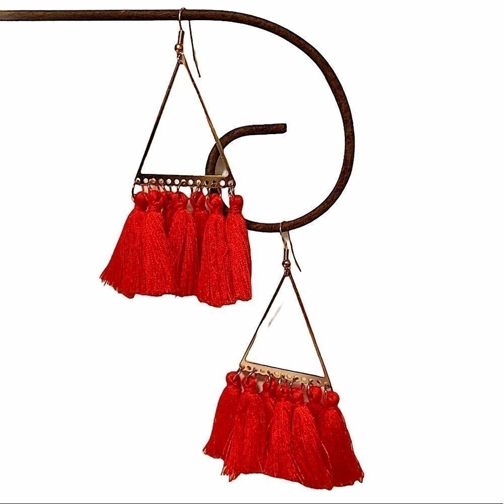 Red Tassel Earrings  